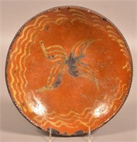 19th Century Yellow Slip Decorated Redware Charger
