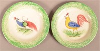 2 Spatterware Cup Plates Attributed to Boleslaw Cy