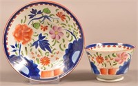 Gaudy Dutch China Double Rose Pattern Cup and Sauc