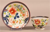Gaudy Dutch China Single Rose Pattern Cup and Sauc