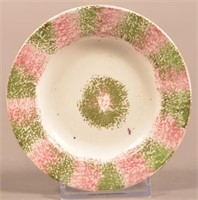 Red and Sage Green Rainbow Spatter China Cup Plate