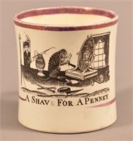 Hard Paste China "A Shave For A Penny" Child's Mug