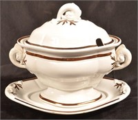 White Ironstone China Soup Tureen by J. Clementson