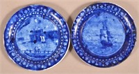 2 Historical Staffordshire Blue Transfer China Cup