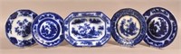 Five Various Pieces of Flow Blue Ironstone China.
