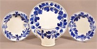 Four Brushed Flow Blue China Pieces.