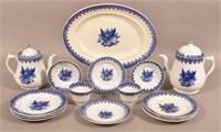 15 Pieces of Gem Pattern Flow Blue Ironstone China