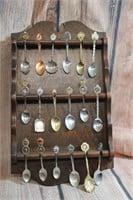 Collector Spoon Collection w/  Wood Display