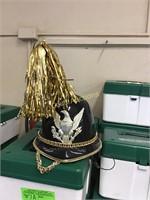 A lot of marching band hats