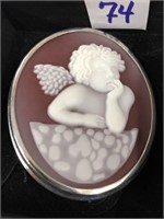 Cameo pin in sterling silver
