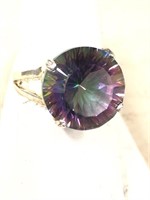Beautiful Mystic topaz ring set in sterling