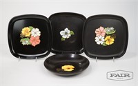 Set of Floral Couroc Dishes