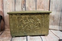 Vintage Unique Metal Covered Box w/ Hinged Lid