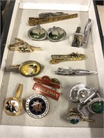 Tie tack and cufflink sets, a collection