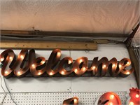 Lighted metal welcome sign approximately 50