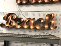 Lighted beach sign 3-D 45 inches long 12 inches
