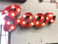 Lighted beer sign in 3-D