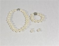 Fresh Water Pearl Necklace, Bracelet, Earring Set