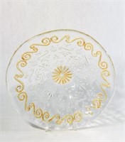 Italian Gold Painted Pressed Glass Narrow Bowl