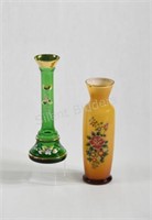 Bohemian & Glass Painted Decorative Bud Vases