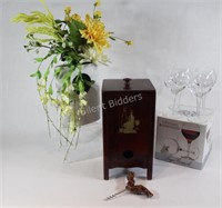 Wood Wine Box, Stemware Glasses, Vine Cork Screw