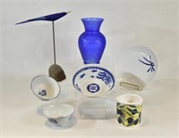 Oriental Bowls, Crackle Glass Vase & Decor