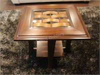 Wood & Glass Beveled Top Side / End Table