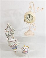 Hand Painted Ceramic Wall Plaque & Metal Clock