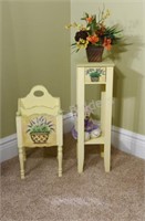 Hand Painted Wood Magazine Holder & Plant Stand