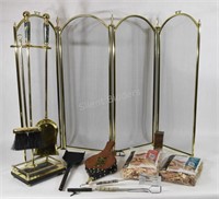 Brass Fireplace Screen, Utensils & Accessories