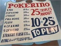 Wooden, Painted "Pokerino" Sign