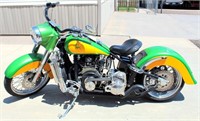 "ONE OF A KIND" CHOPPER:  2015 Custom Made Hybrid Cruizer (Harley Davidson based), 950 cc B&S Daihatsu Mdl DM954DT 3-Cyl Turbo-Diesel Eng, 6-Spd OD Trans, can run on bio-diesel fuel, old schools style chrome wheels w/spokes, front & rear disc brakes, less than 400 miles. (view 1)