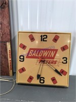 Baldwind Filters lighed clock- approx 15.5"Tx15"W
