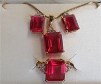 Matching Necklace, Earrings and Ring Size 6.5