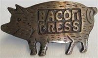 Cast Iron Wood Handle Pig Bacon Press.