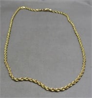10K Yellow Gold 16" Long Rope Necklace.  Weighs