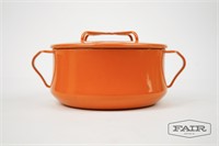 Dansk Kobenstyle Orange Enamel Pot With Lid
