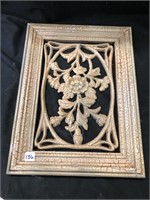 Cast iron with wood frame wall decoration 16” x