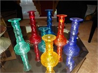 7 Colored Candlestick Holders