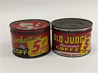 Two Vintage Coffee Cans - Manhattan & Old Judge