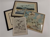 Collection of 4 Vintage Wildlife Prints Paintings