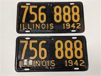 Pair of 1942 Illinois License Plates