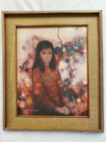 Portrait Of Young Woman Signed V.S.Wang
