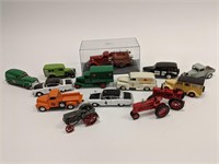 Collection of Die Cast Cars and Tractors