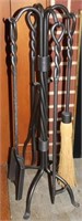 set of wrought iron fireplace tools