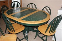 7 piece dinette set with round tile top extension