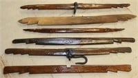 6 vintage wooden gambrel sticks