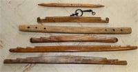 6 small vintage wooden gambrel sticks