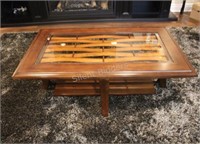 Wood & Glass Beveled Top Coffee Table