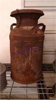 5-gallon milk can w/ lid, rusted/ hole